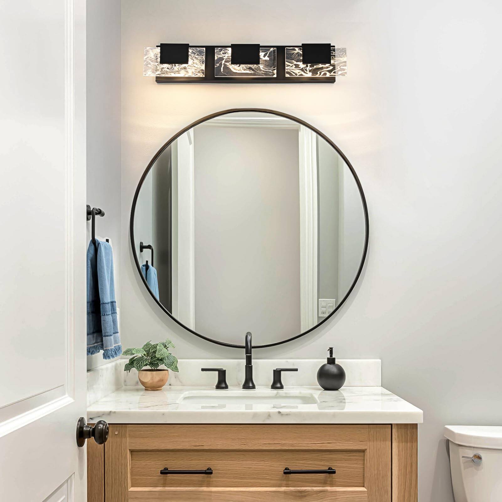 Alt View 2. TECH SAFARI - Led Bathroom Vanity Light n Matte Modern Lighting Fixtures Contemporary Smoke Design Wall Lights Fixture - Black 3 Light.