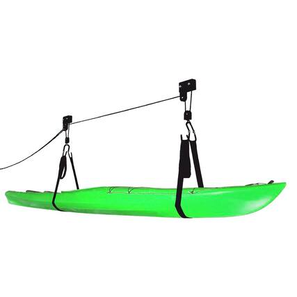 Front. RAD Sportz - Bike Lane Kayak Hoist for Overhead Garage Storage - Black.