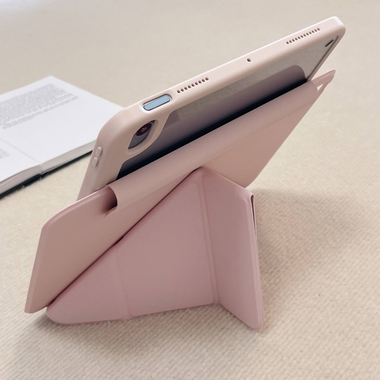 Alt View 3. Dteck - for Apple iPad (A16) 11" 2025 & iPad  10th Gen 2022 Premium Vegan Leather Folio Case,Y-Fold Magnetic Closure Flip Cover - Pink.
