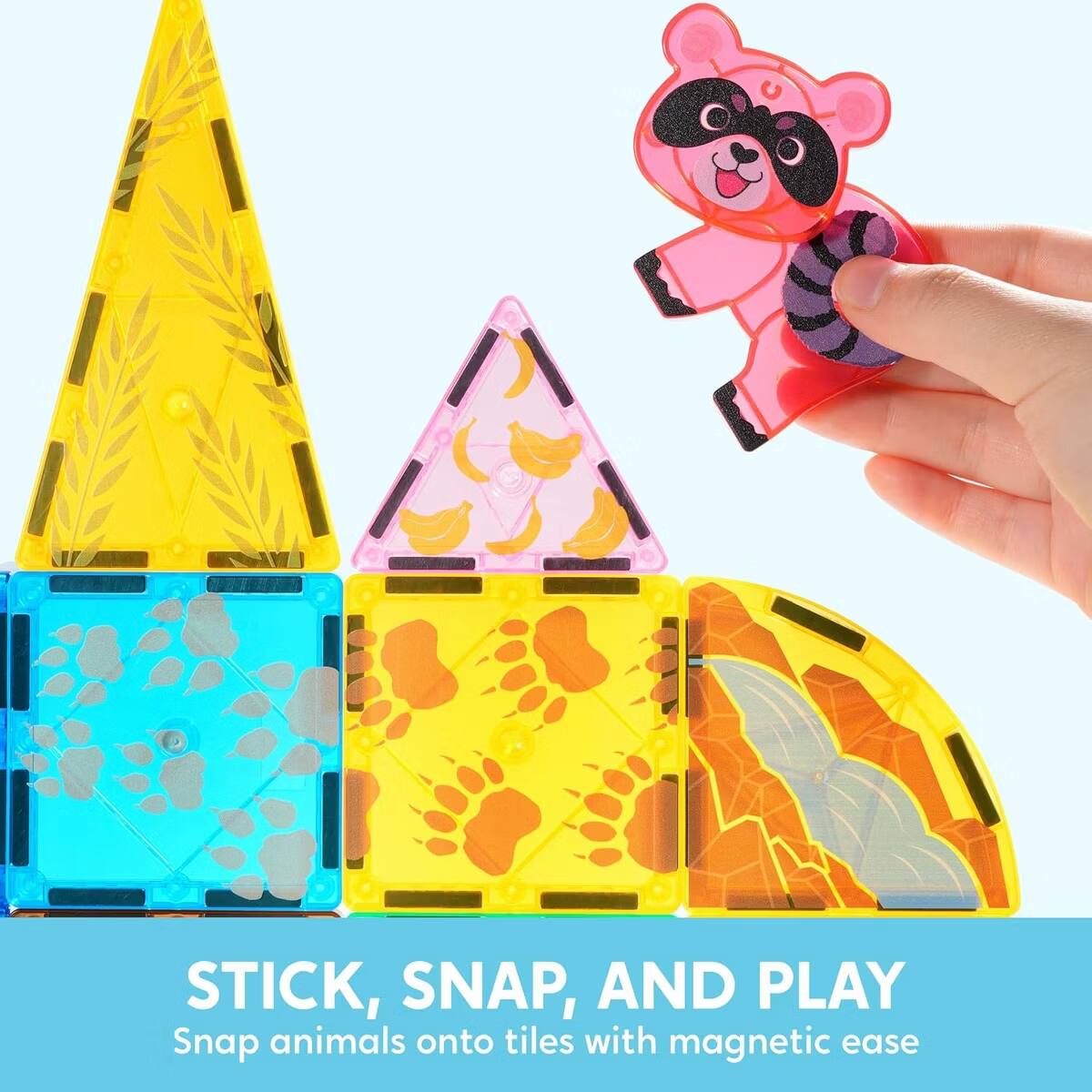 STICK, SNAP, AND PLAY  
Snap animals onto tiles with magnetic ease