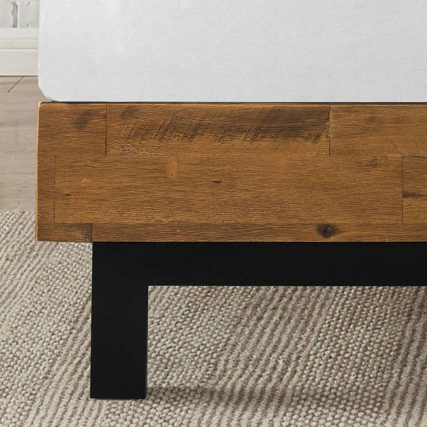 Left. Hivvago - Hivvago King Solid Wood Modern Platform Bed Frame with Adjustable Height Headboard - Brown.