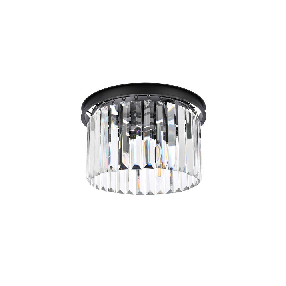 Angle. Urban Classic - Sydney 3 light Matte Black Flush Mount Clear Royal Cut Crystal - Matte Black.