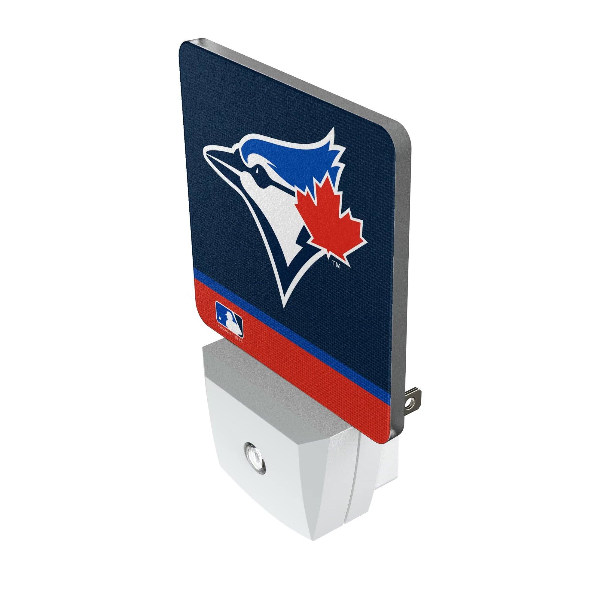 Alt View 1. Keyscaper - Toronto Blue Jays Primary Logo Stripe Design Nightlight 2-Pack - Multicolor.