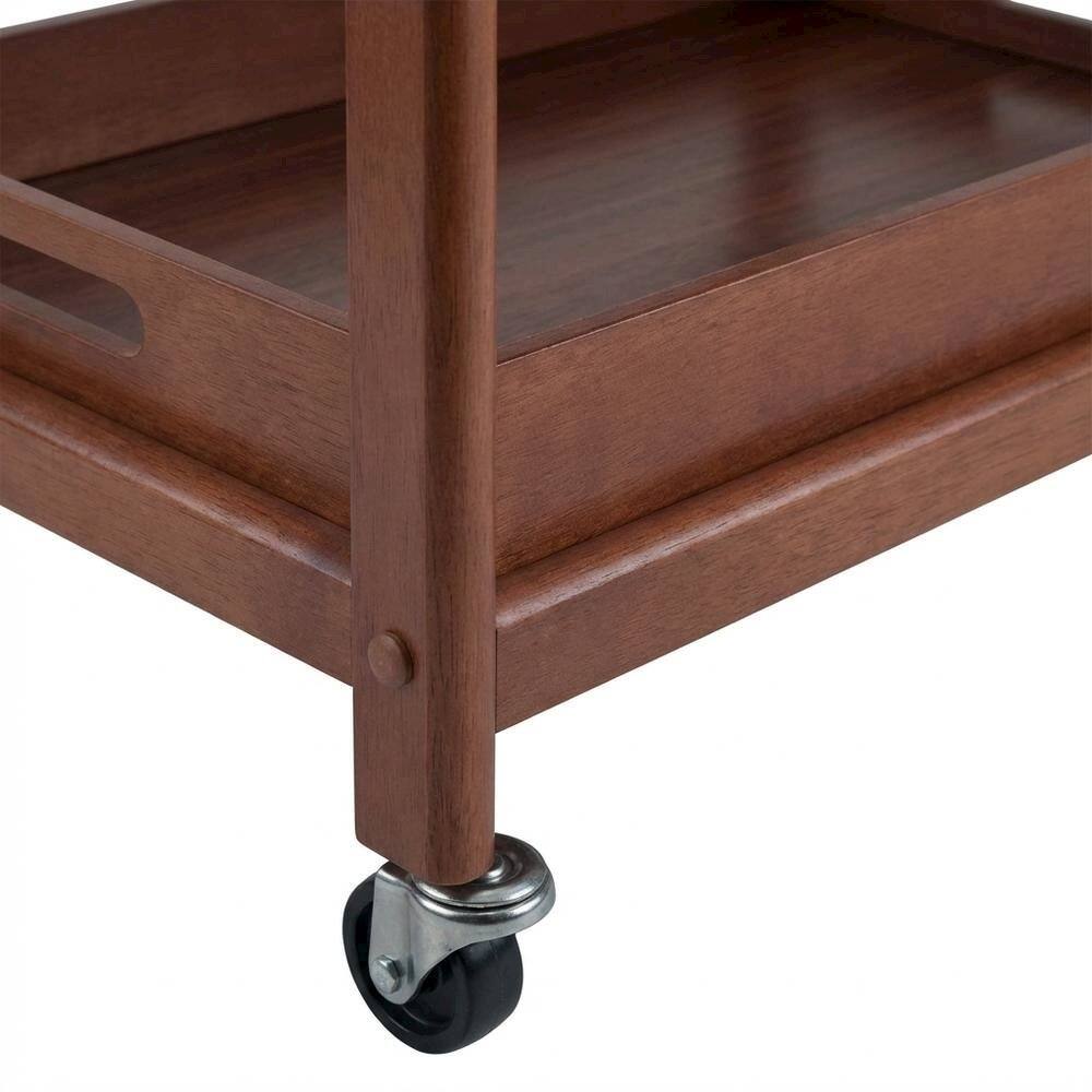Left. FurniFact - Solid Wood Kitchen Cart With Serving Trays, Vintage Bar Cart On Wheels - Walnut.