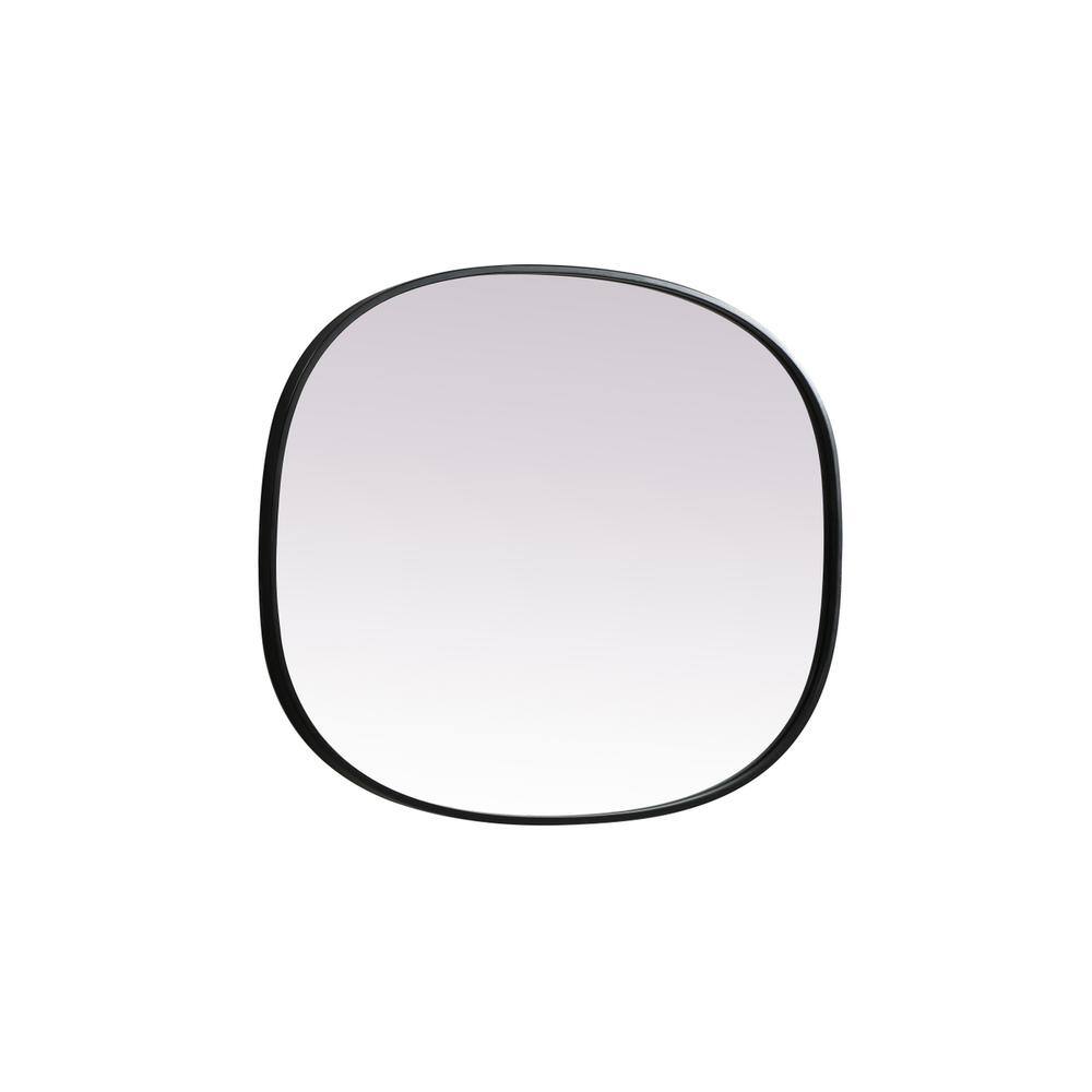 Left. Elegant Decor - Metal Frame Oval Mirror 27x36 Inch in Black - Black.