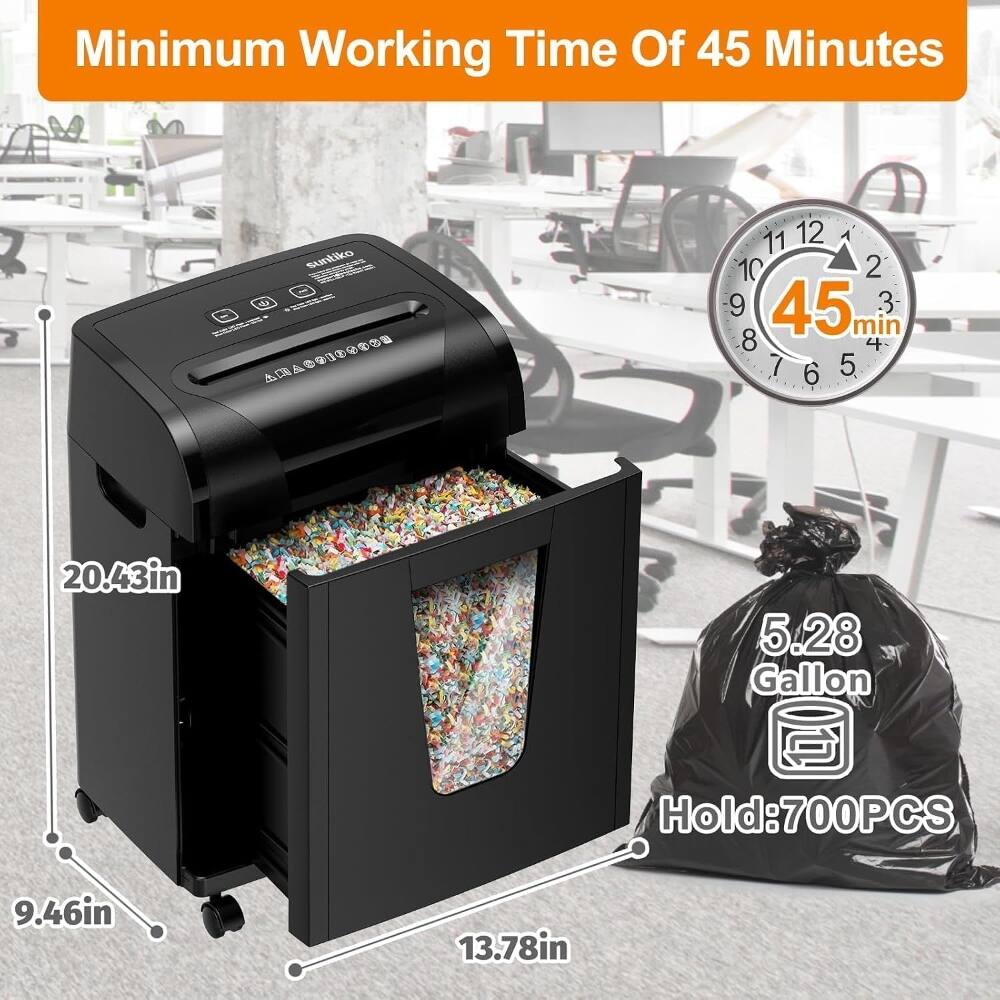 Minimum Working Time Of 45 Minutes

1 suntiko u d

11 12 A 10 2 9 45 3 min 8 4 7 6 5

20.43in 5.28 Gallon

Hold: 700PCS

9.46in 13.78in