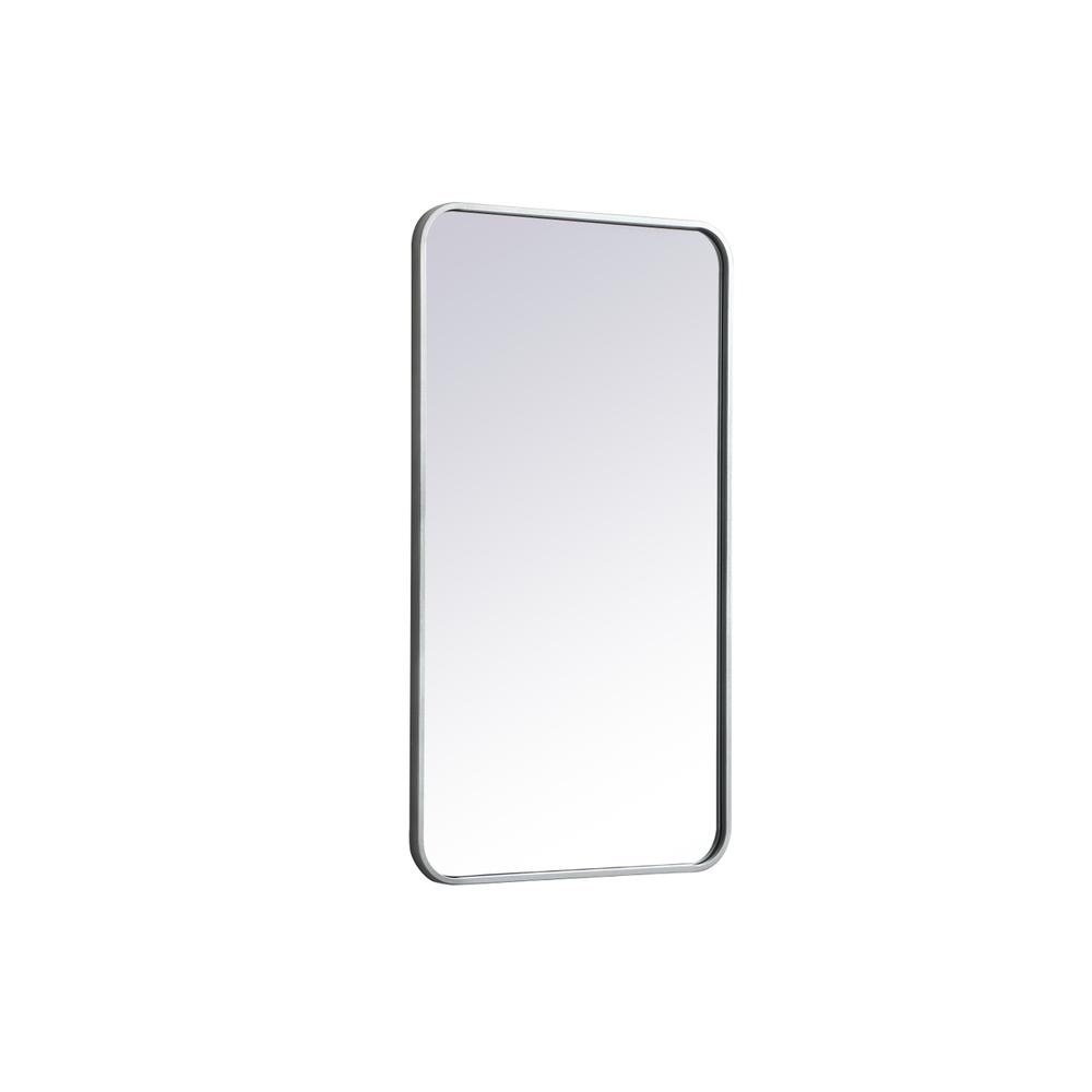 Alt View 1. Elegant Decor - Soft corner metal rectangular mirror 20x36 inch in Silver - Silver.