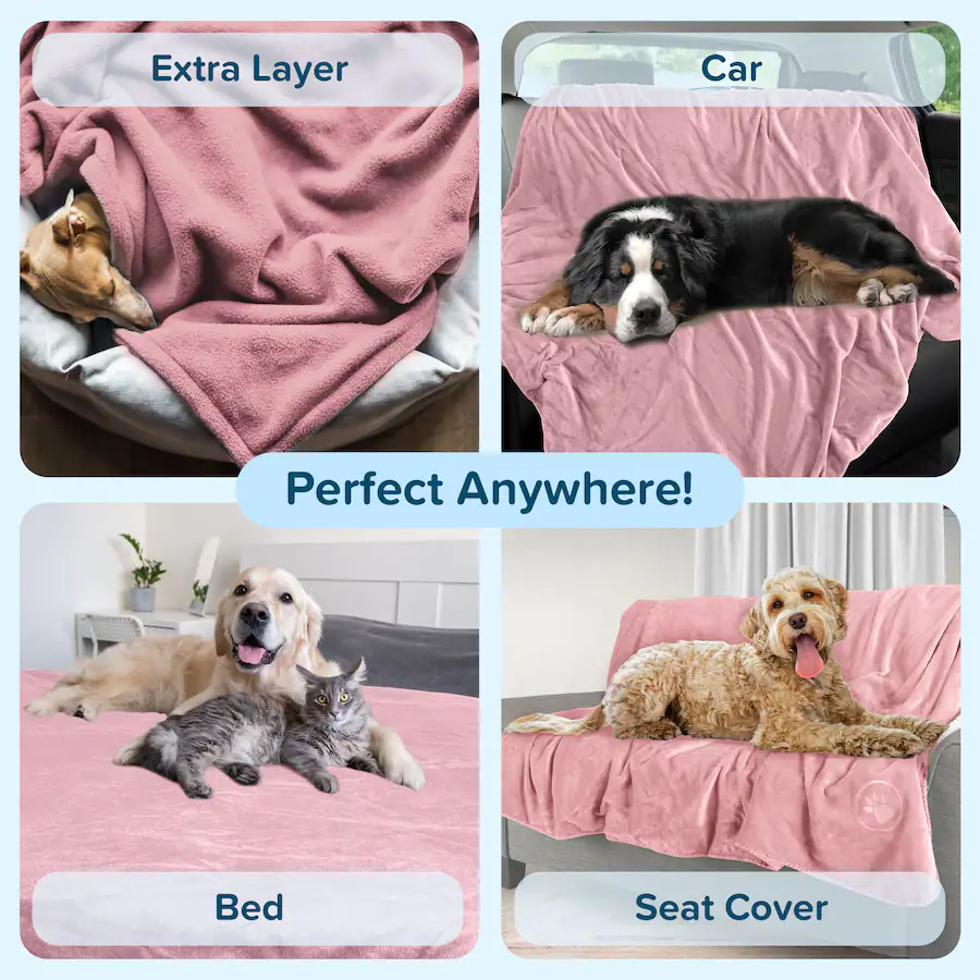PetMaker Dog Blanket 80x100in Sherpa Blanket Throw Blankets for Bed ...