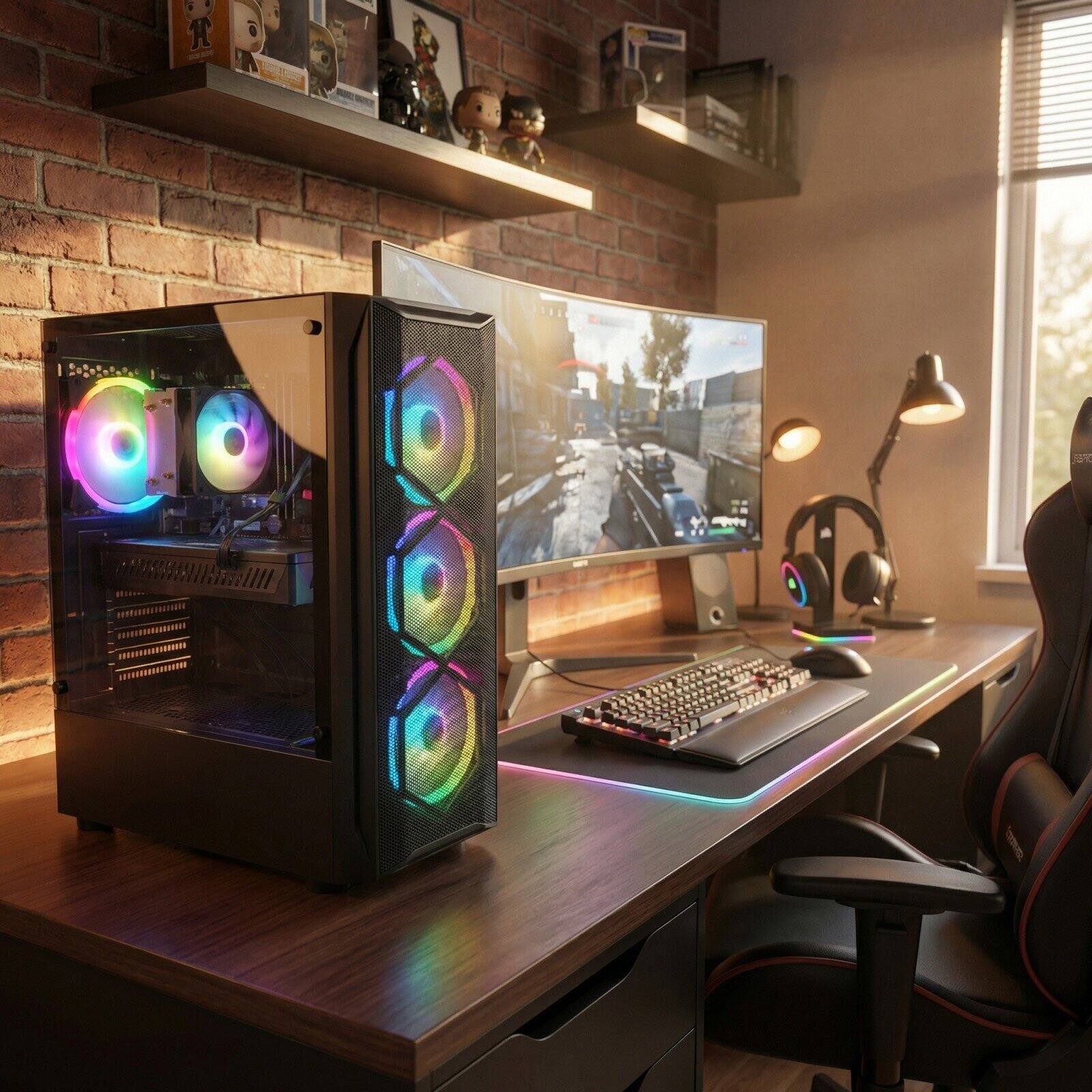 Alt View 1. STGAubron - STGAubron Gaming PC Desktop, Intel Core i7 up to 3.9Ghz, RX 580 8G, 16G RAM, 512G SSD, WiFi 6, BT 5.2, Win 11 Home - Black.