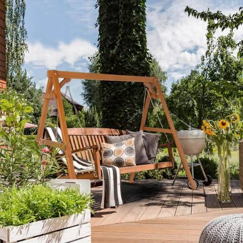 Alt View 6. Winado - 5FT Wooden Porch Swing Frame Only A-Frame Porch Swing Stand w/ Stability Bar, Wood Swing Hanger for Outdoor Garden Patio - Brown.