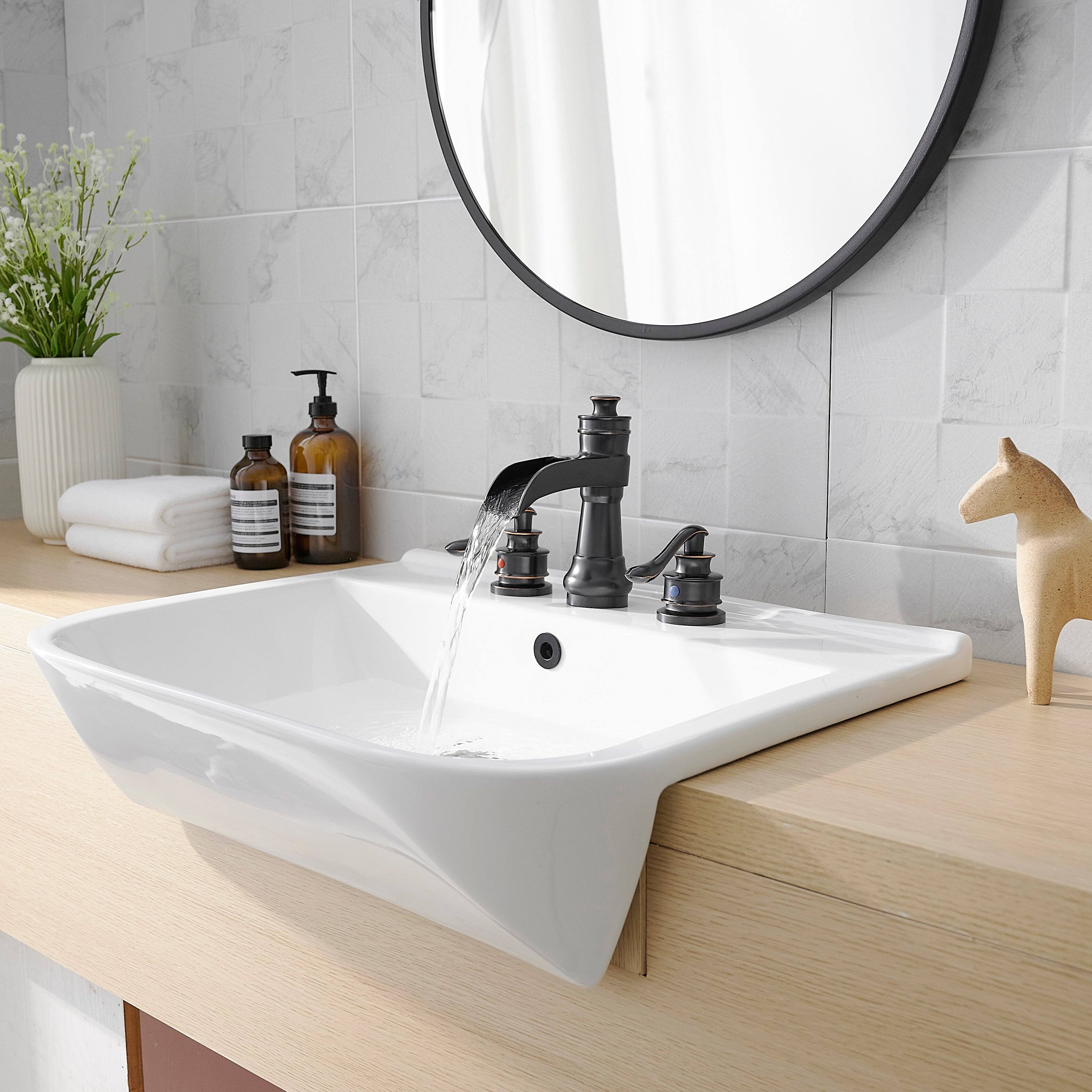 Alt View 8. Boyel Living - Waterfall 8-Inch Widespread 2-Handle Bathroom Faucet with Drain Kit in Oil Rubbed Bronze - Oil Rubbed Bronze.