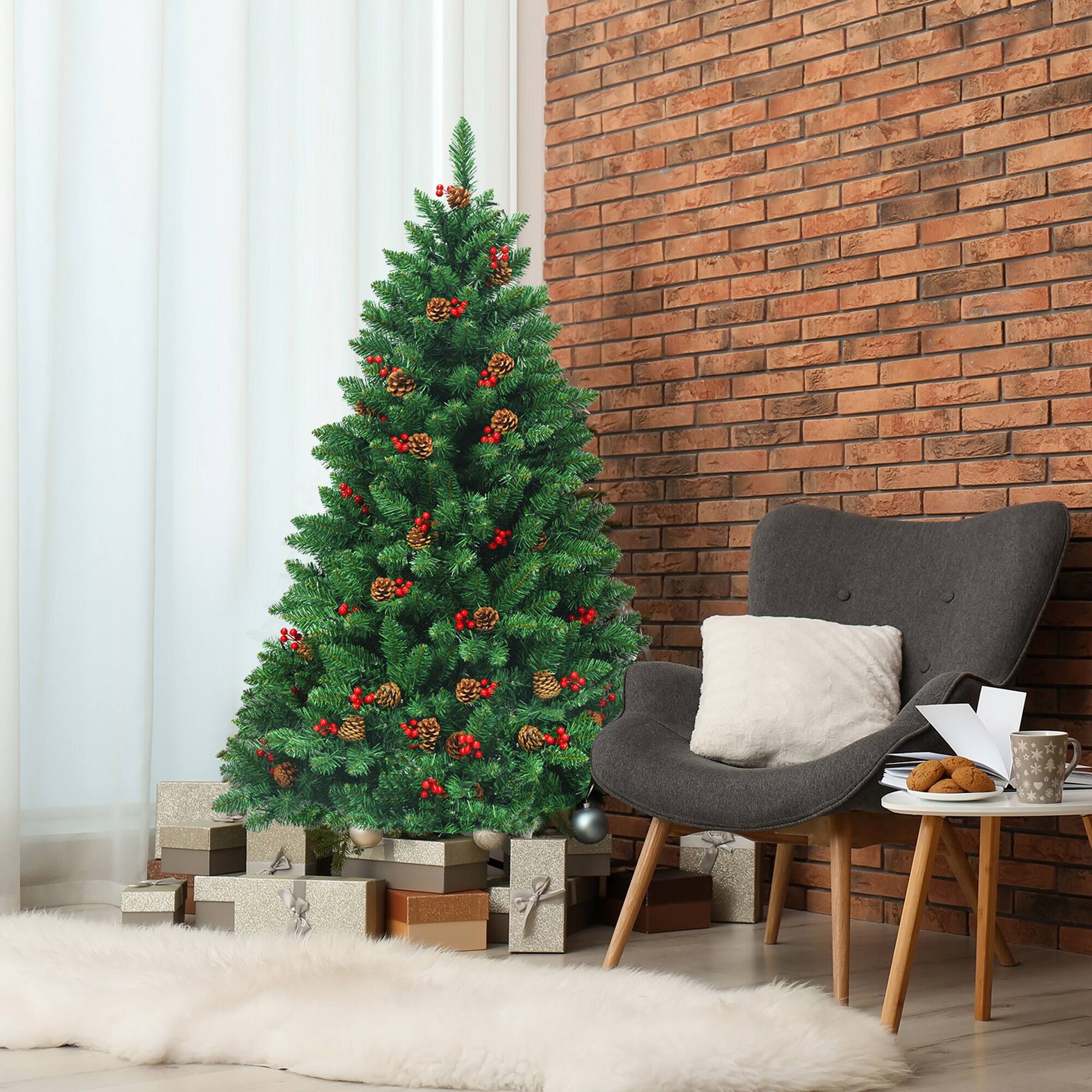 Alt View 2. Gymax - Gymax 4.5FT Pre-Lit Christmas Tree Hinged Artificial Tree Indoor w/ LED Lights - Green.