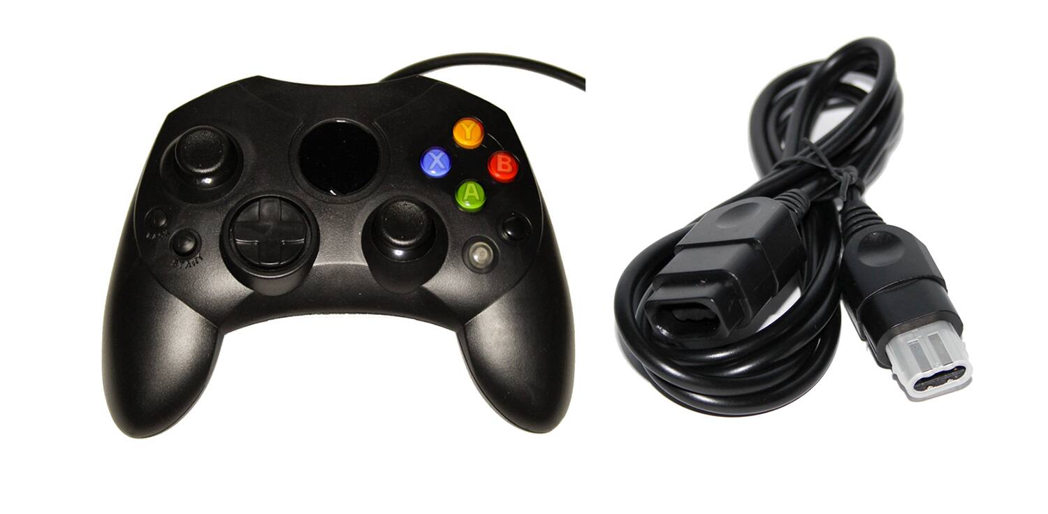 Front. Mars Devices - Black XBox Original Controller Bundle - Controller and Extension Cable - Black.