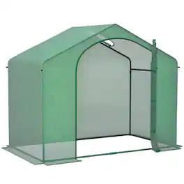 Outsunny - 6' x 3' x 5' Portable Walk-in Greenhouse, PE Cover, Steel Frame Garden Hot House, Zipper Door, Top Vent for Flowers