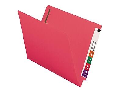 Alt View 4. Smead - End Tab Classification Folders, Shelf-Master Reinforced Straight-Cut Tab, Letter Size, Red, 50/Box  - Red.