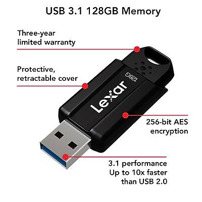 USB 3.1 128GB Memory

- Three-year limited warranty
- Protective, retractable cover
- 256-bit AES encryption
- 3.1 performance
- Up to 10x faster than USB 2.0