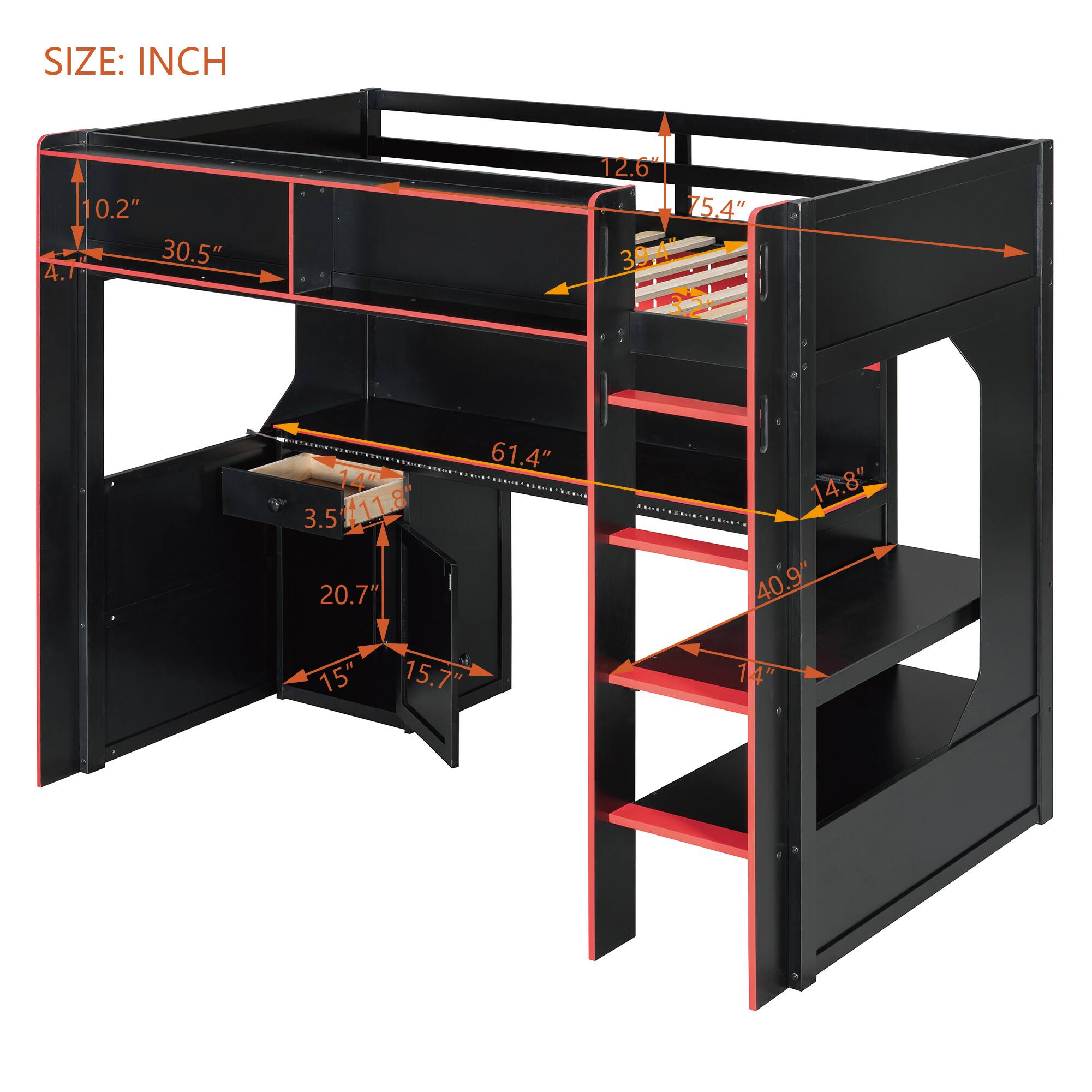 SIZE: INCH  
10.2"  
30.5"  
4.1"  
12.6"  
75.4"  
30.4"  
35"  
111.8"  
3.5"  
20.7"  
61.4"  
14.8"  
40.9"  
15"  
15.7"  
14"