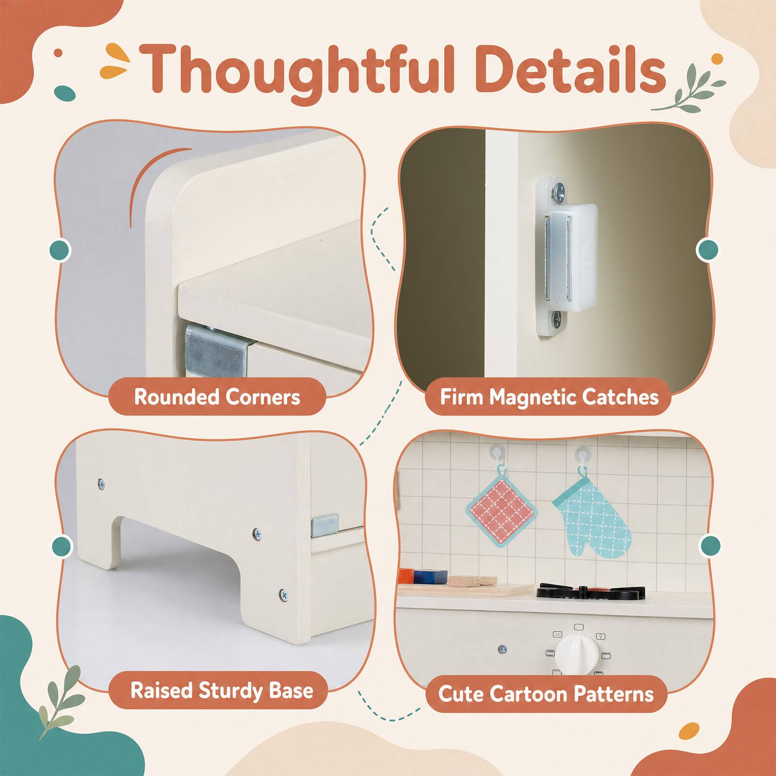 Thoughtful Details

- Rounded Corners
- Firm Magnetic Catches
- Raised Sturdy Base
- Cute Cartoon Patterns