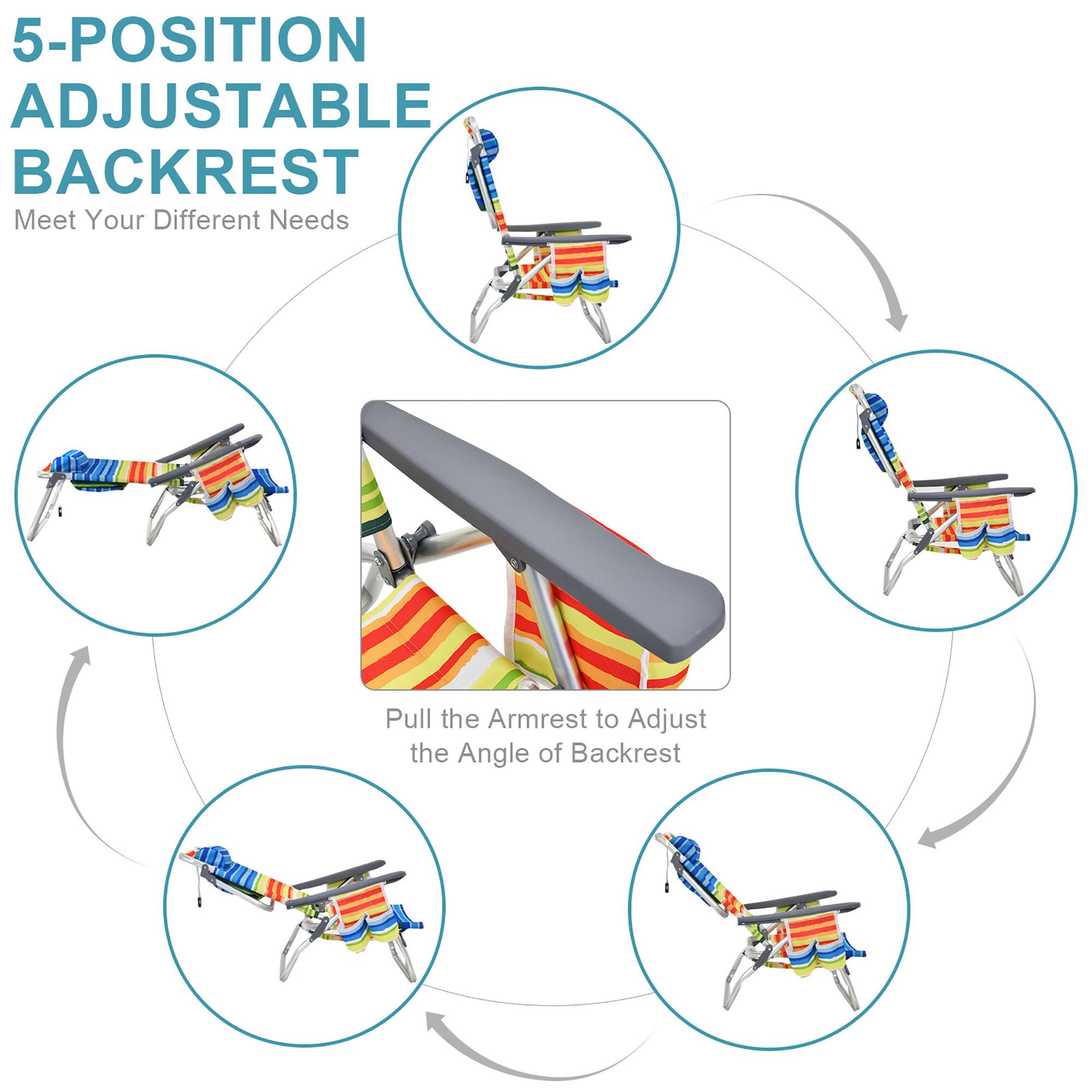 5-POSITION ADJUSTABLE BACKREST
Meet Your Different Needs
Pull the Armrest to Adjust the Angle of Backrest