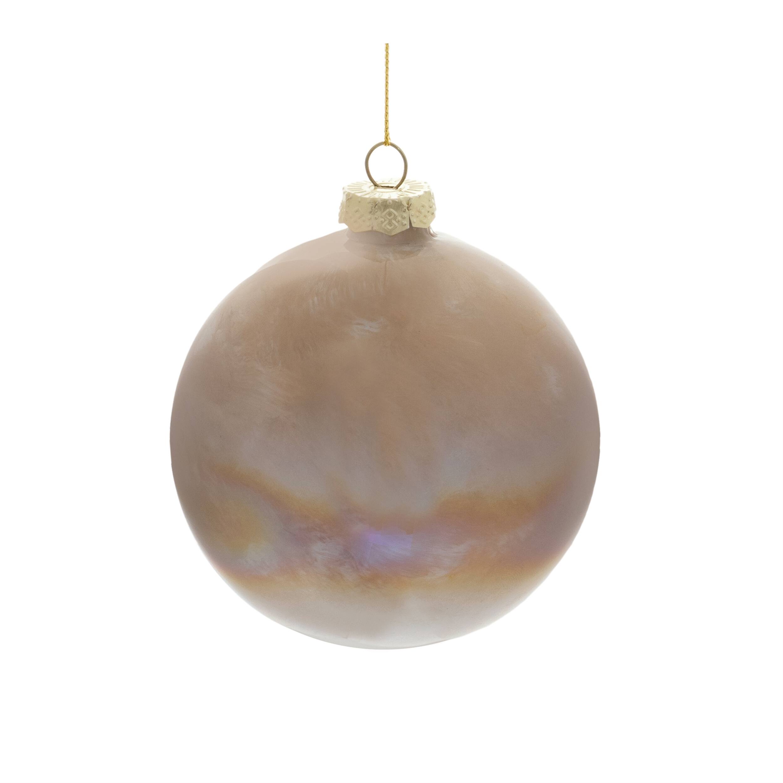 Back. BreeBe - Iridescent Glass Ball Ornament (Set of 4) - Brown.