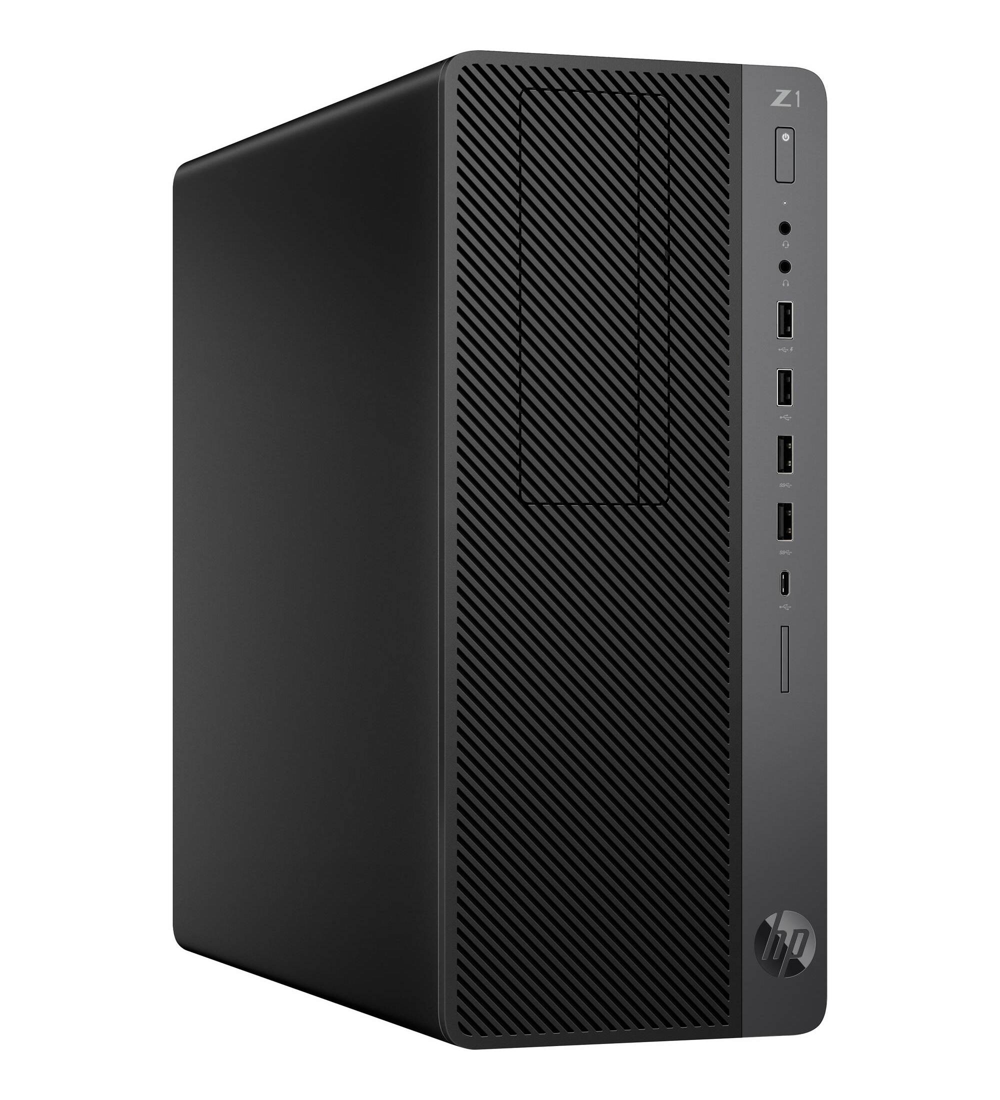 Left. HP - HP Z1 G5 Tower, Core i7-8700 3.2GHz, 32GB, 512GB NVMe SSD, Windows 11 Pro (Refurbished) - Black.
