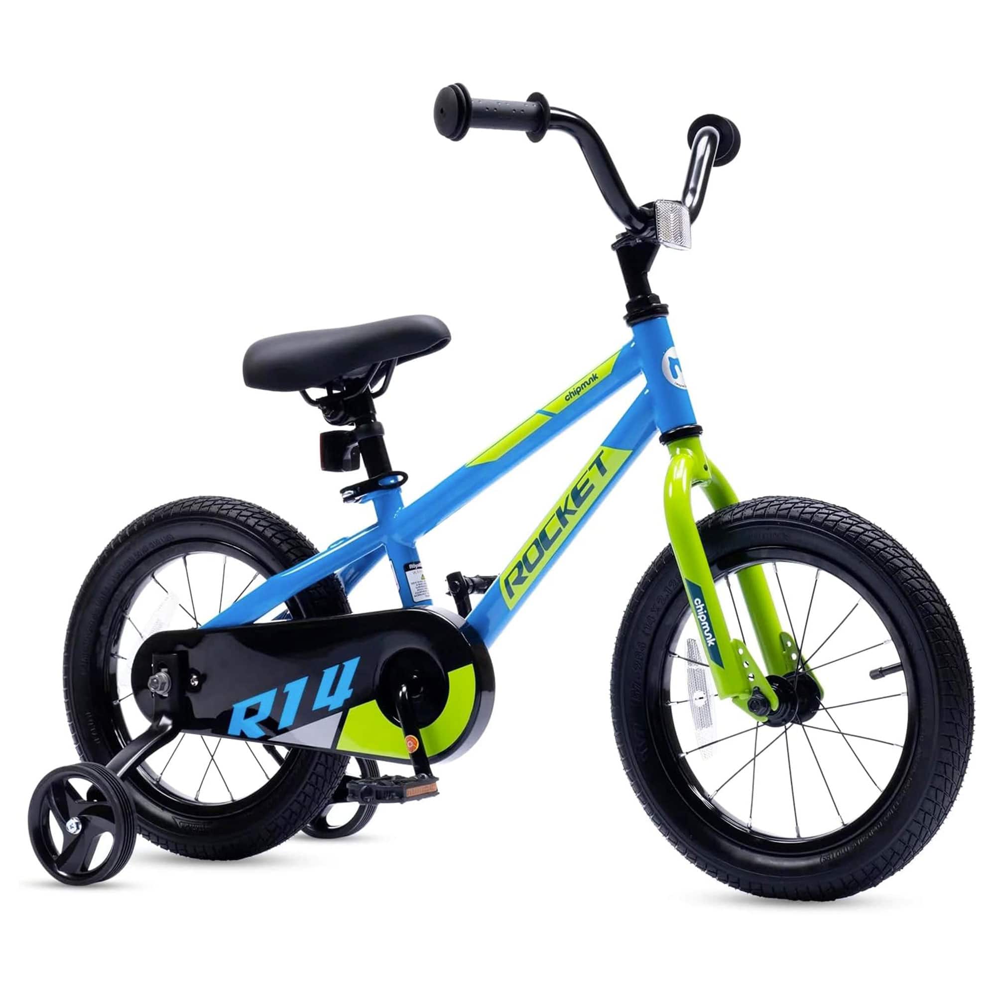 RoyalBaby - Rocket Outdoor Children's Bike with Training Wheels, 16 Inch - Blue