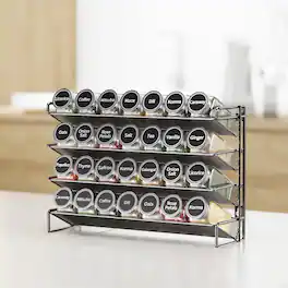 Tooloton - 28-Jar Spice Rack Organizer Set with Labels, Chalk Marker & Funnel, 28 Jars included