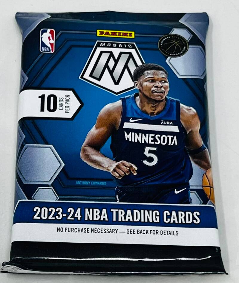 NBA 10 CARDS  
PACK PER  
PANINI MOSAIC M AURA MINNESOTA 5  
ANTHONY EDWARDS  
2023-24 NBA TRADING CARDS  
NO PURCHASE NECESSARY - SEE BACK FOR DETAILS