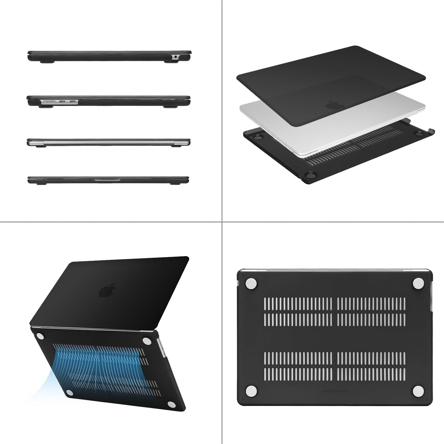 Alt View 2. mosiso - Hard Shell Case Kit for MacBook Air 15 inch A3448 A3241 A3114 A2941 M5 M4 M3 M2 - Black.