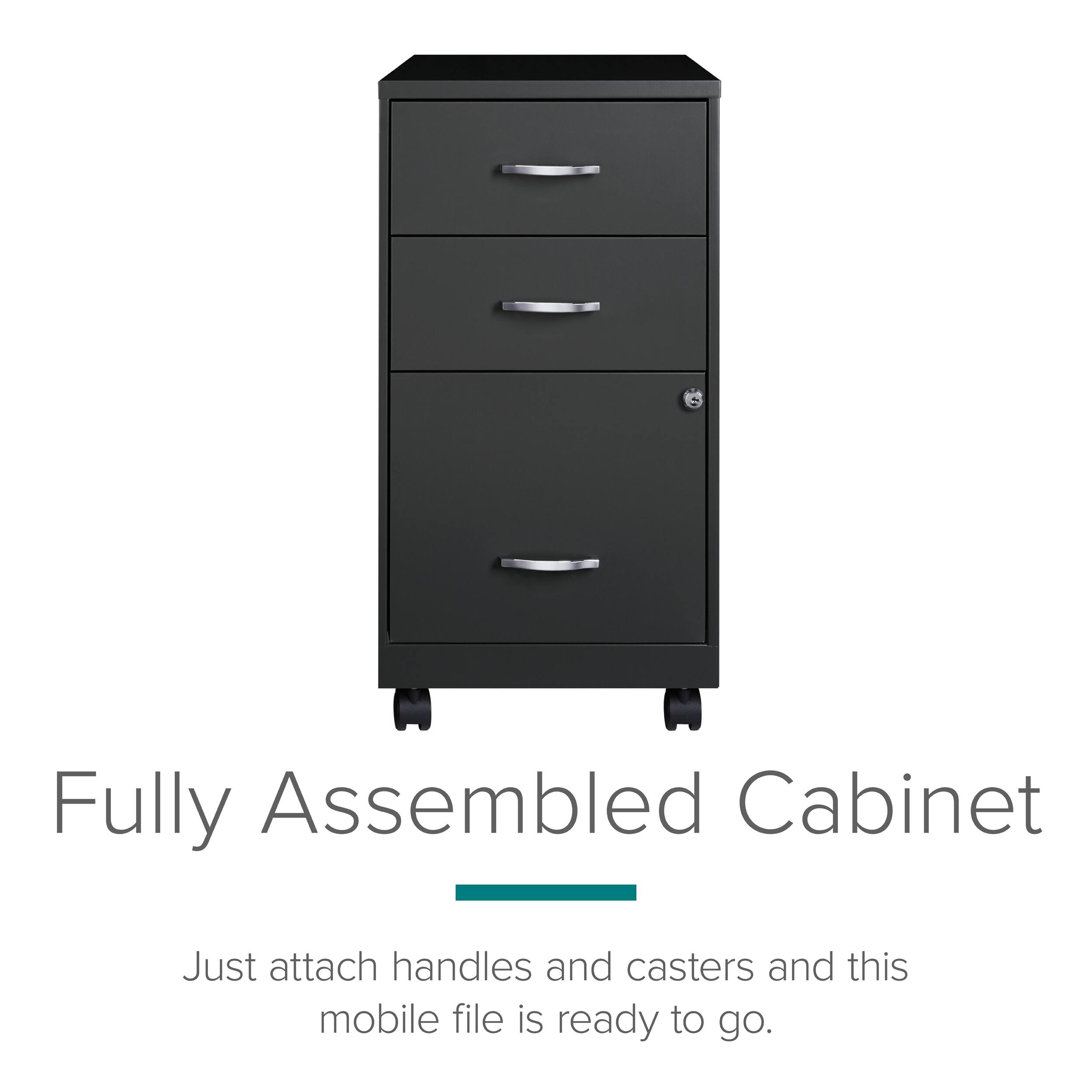Fully Assembled Cabinet

Just attach handles and casters and this mobile file is ready to go.