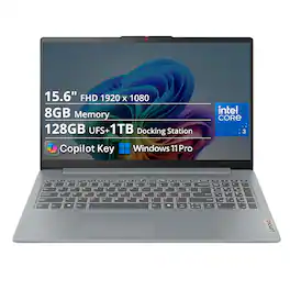 Lenovo - Upgraded - IdeaPad Slim 3i 15.6" Full HD Laptop - Intel Processor N355 2025- 8GB Memory - 128GB Storage - Windows 11 Pro - Arctic Grey
