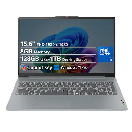 15.6" FHD 1920 x 1080
8GB Memory
128GB UFS+1TB Docking Station
Intel Core 3
Copilot Key
Windows 11 Pro
Lenovo