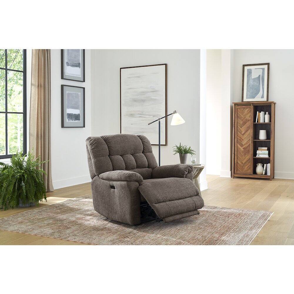Left. Heartland Furniture - Oversized Recliner Chair – Heavy-Duty Recliners with Wide Seat, Brown - Brown.