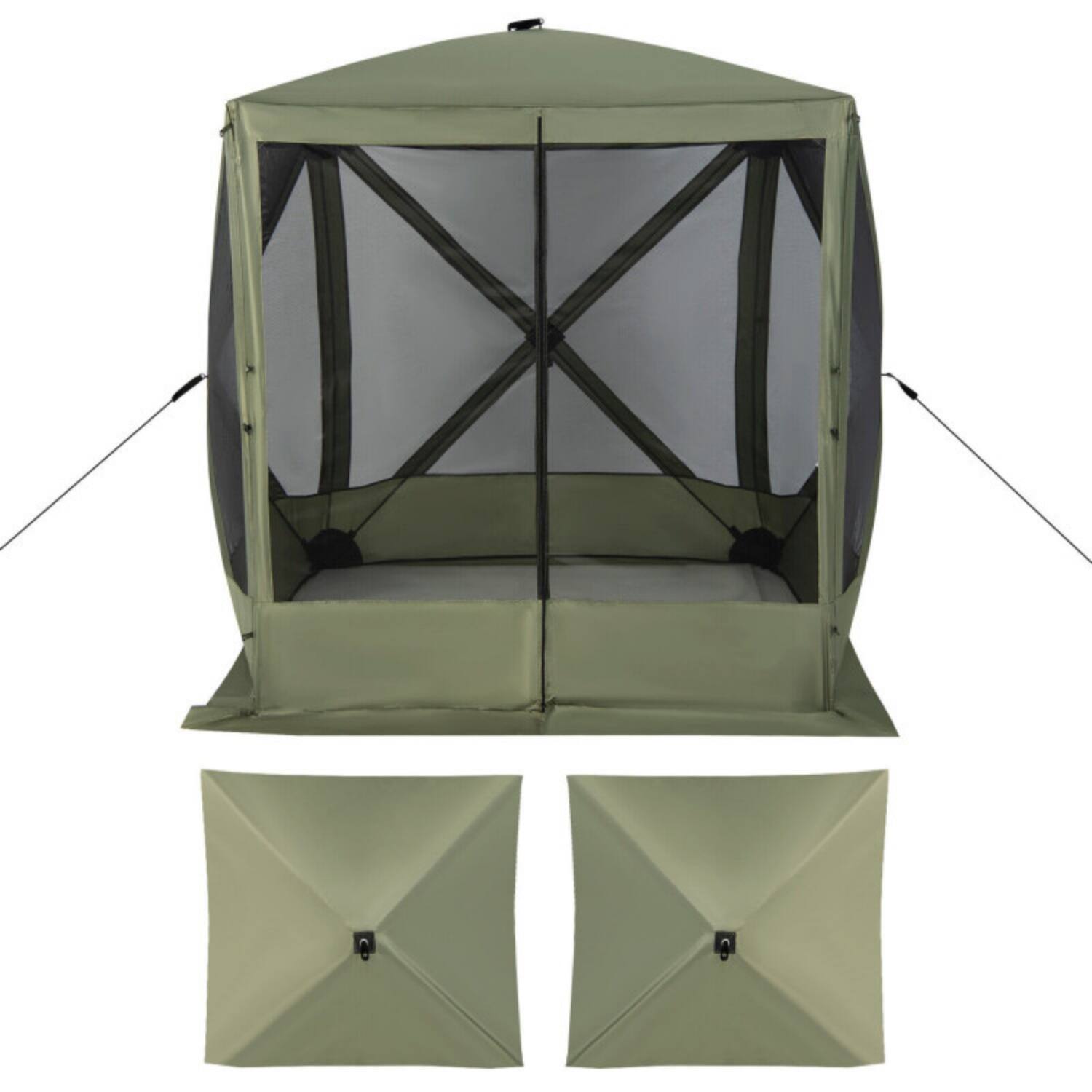 Alt View 4. Mondawe - 6.7x6.7 Ft Pop Up Gazebo w/ Netting & Carry Bag UV 50+ 4 Mesh Walls Portable Outdoor Shelter - Green.