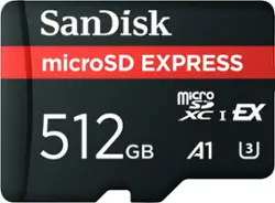 SanDisk - Express 512GB microSD PCIe 3.1 NVMe UHS-I Memory Card works with Nintendo Switch 2 - Front_Zoom
