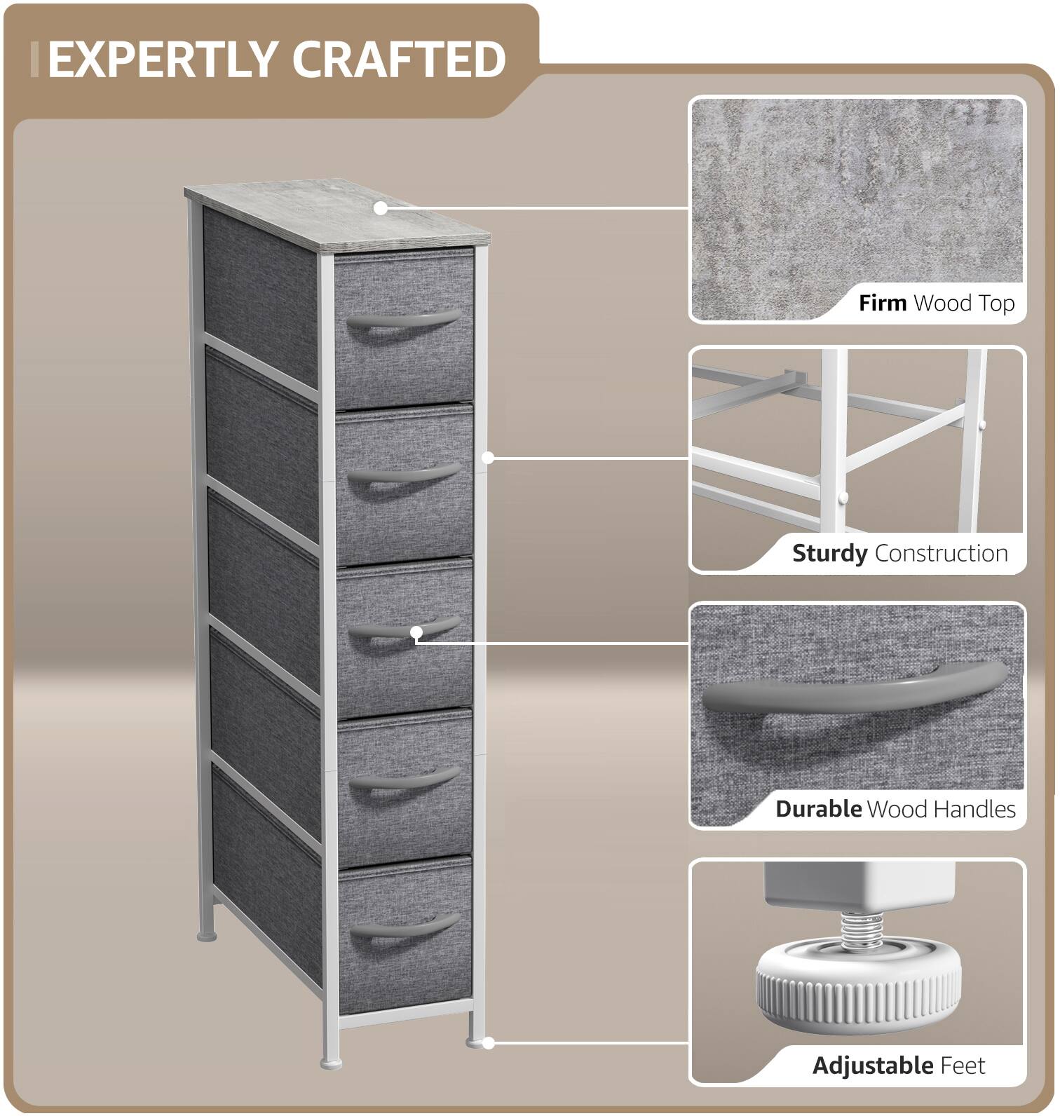 EXPERTLY CRAFTED

- Firm Wood Top
- Sturdy Construction
- Durable Wood Handles
- Adjustable Feet