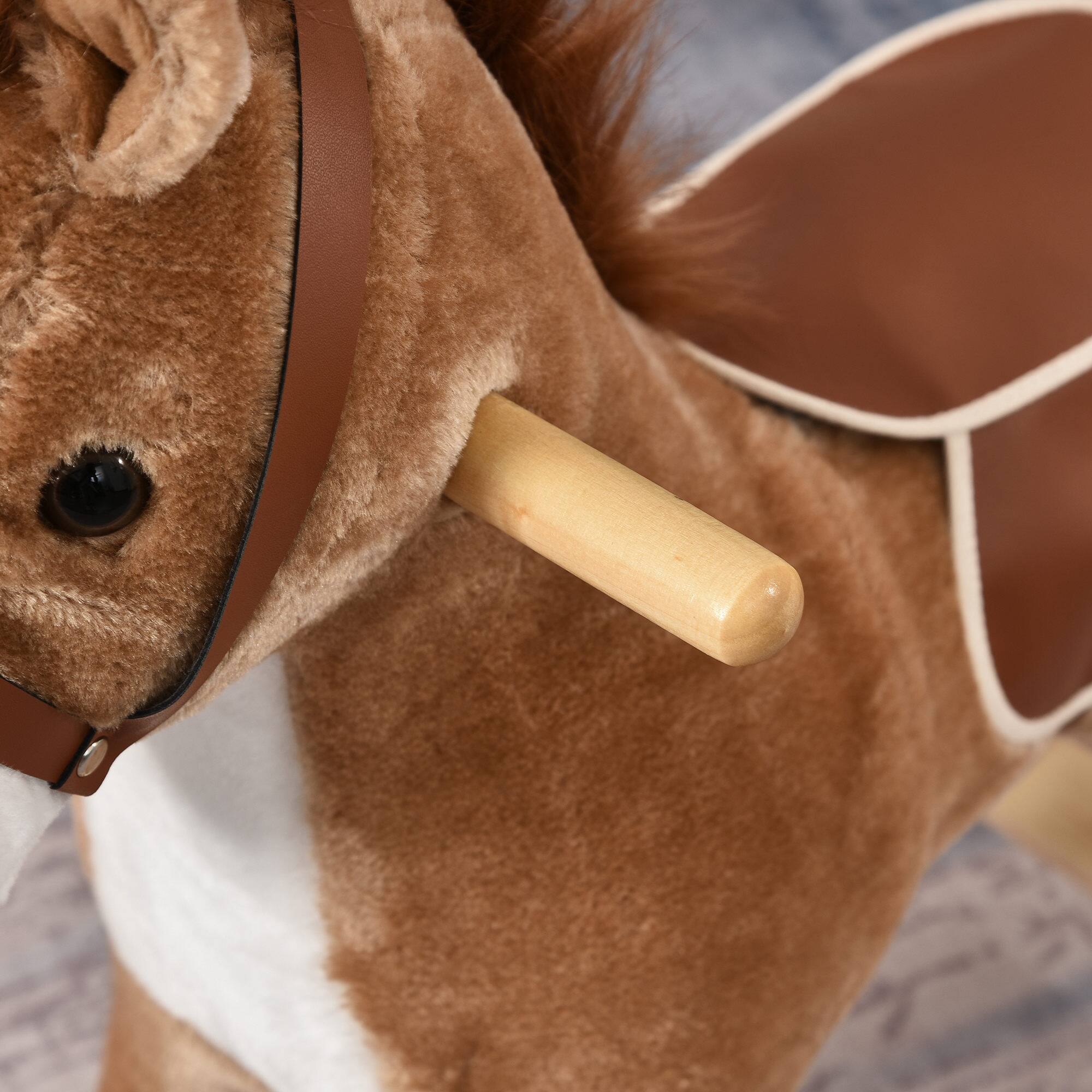Alt View 1. Siljoy - Brown Plush Rocking Horse with Sound, Moving Mouth, Wagging Tail, Wooden Rockers, Toddler Rocker - Brown.
