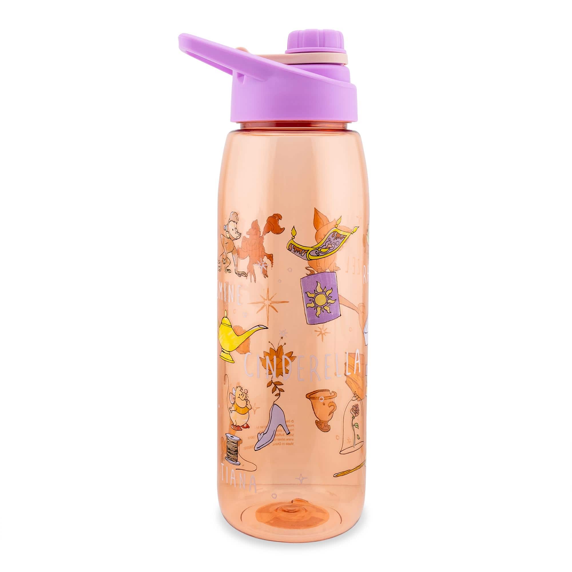 Silver Buffalo - Disney Princess Icons Water Bottle With Screw-Top Lid | Holds 28 Ounces - Pink