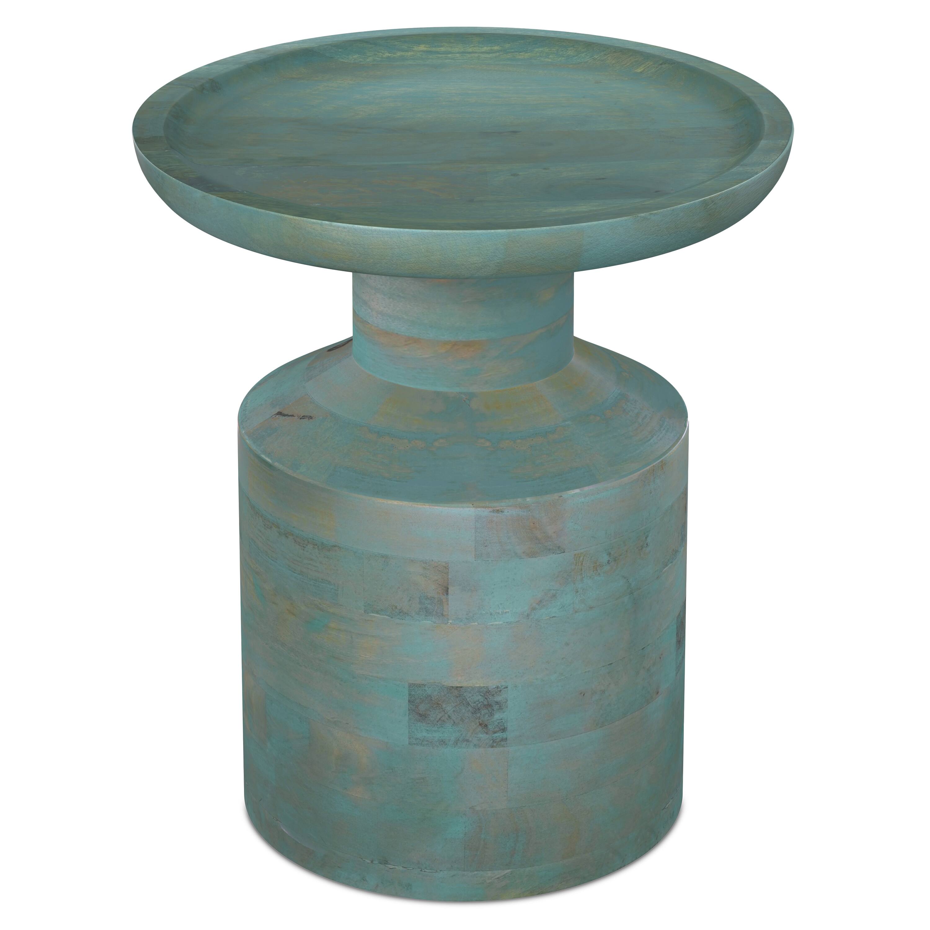 Alt View 3. Simpli Home - Haynes 16 inch Wide Solid Mango Boho Accent Table in Teal Wash, Assembled - Teal Wash.