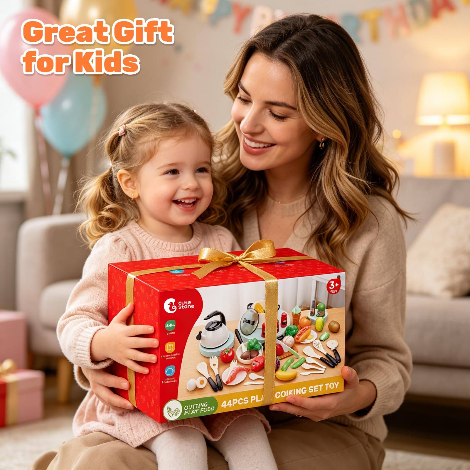 Great Gift for Kids

RTHDA
3+ RFS
cute stone
(da SAVS
suknosonks) -
awar Carwano SET TOY PLA COIKING OUTTING FOOD 44PCS PLAY