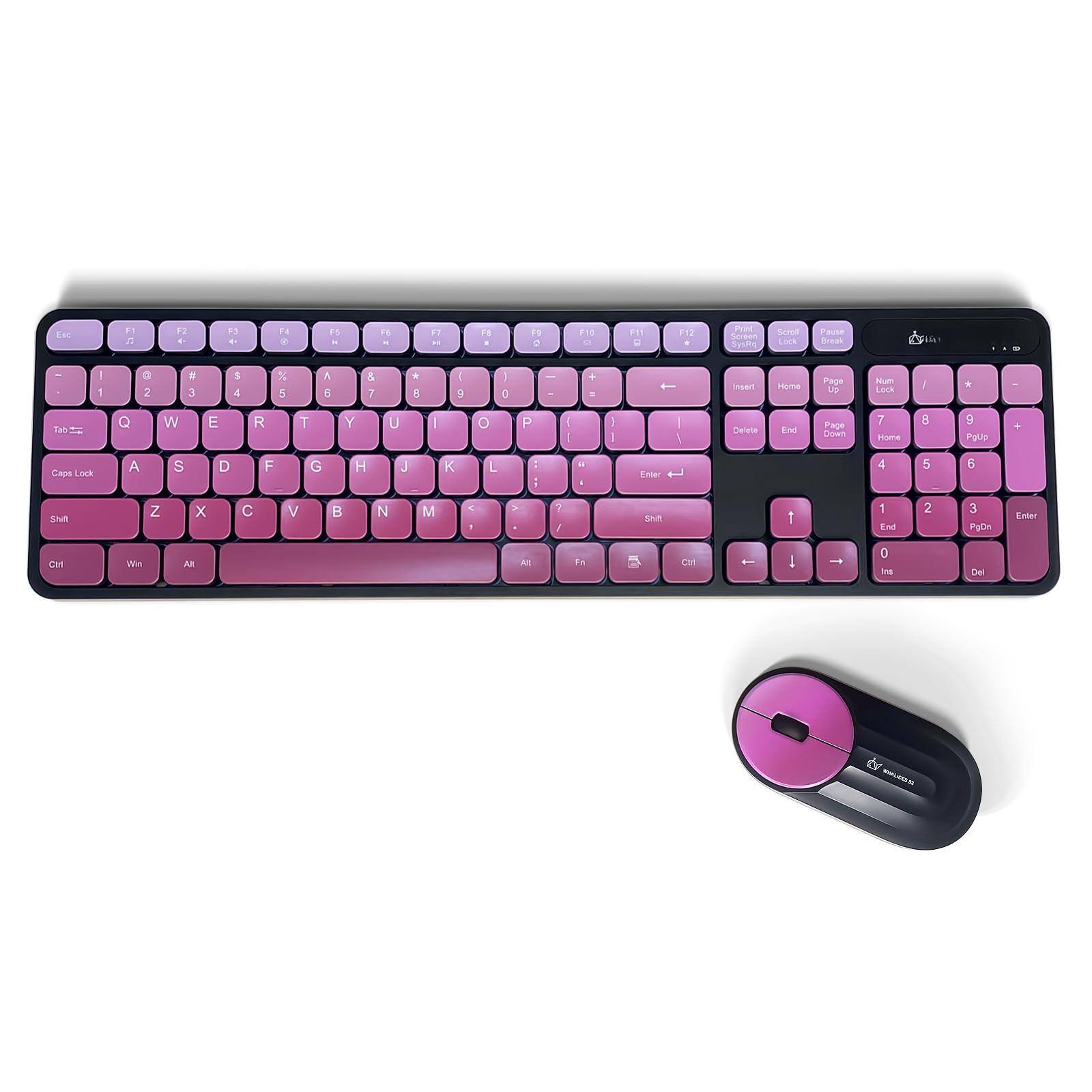 METALTON - And Mouse Combo Rechargeable Low noise Cute Colorful Full sized 3 Dpi For Computer Laptop Pc Desktop grad - Gradient Pink
