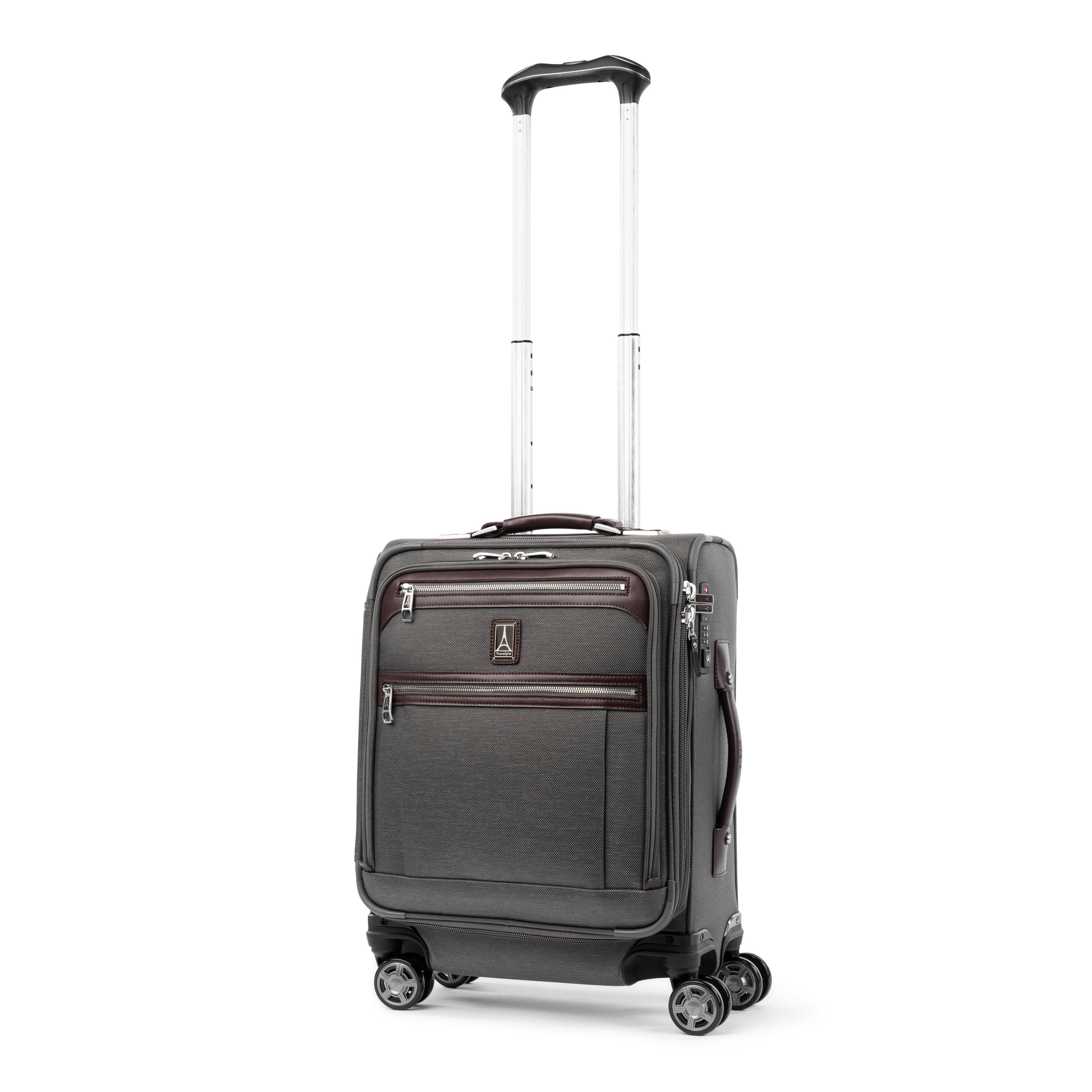 Back. Travelpro - Platinum Elite Softside Expandable 19" Carry On Spinner - Vintage Grey.