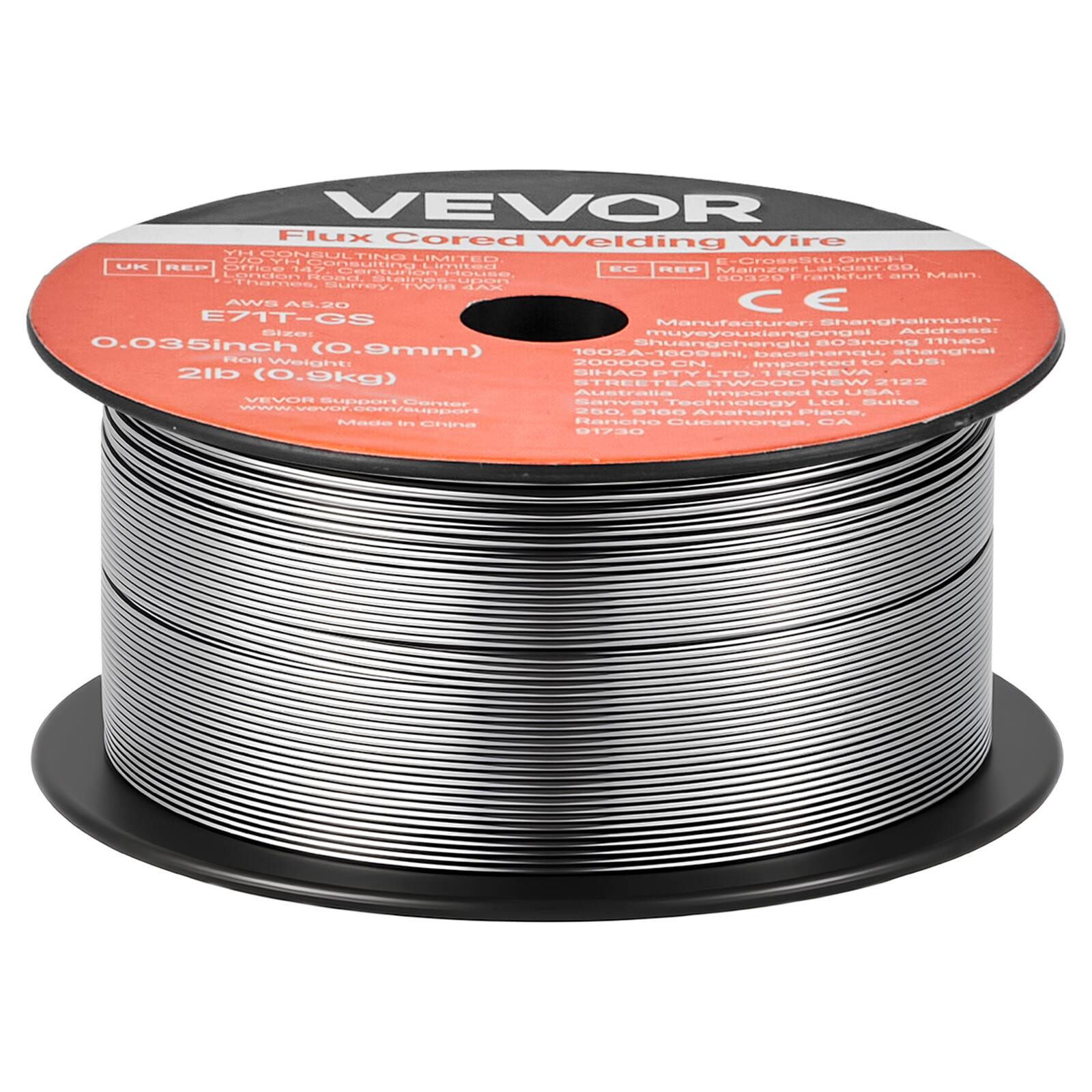VEVOR Flux Cored Welding Wire

YH CONSULTING LIMITED  
E-Crossbtu GmbH  
UK REP Office  
1 Börneplatz  
Frankfurt am Main  
Germany

AWS AS-20  
E71T-GS  
Size: 0.035inch (0.9mm)  
Roll Weight: 2lb (0.9kg)

Manufacturer: Shanghaimuxin-muyeyoukangengs  
Address: 1602A, 1602A, 1602A, 1602A, 1602A, 1602A, 1602A, 1602A, 1602A, 1602A, 1602A, 1602A, 1602A, 1602A, 1602A, 1602A, 1602A, 1602A, 1602A, 1602A, 1602A, 1602A, 
