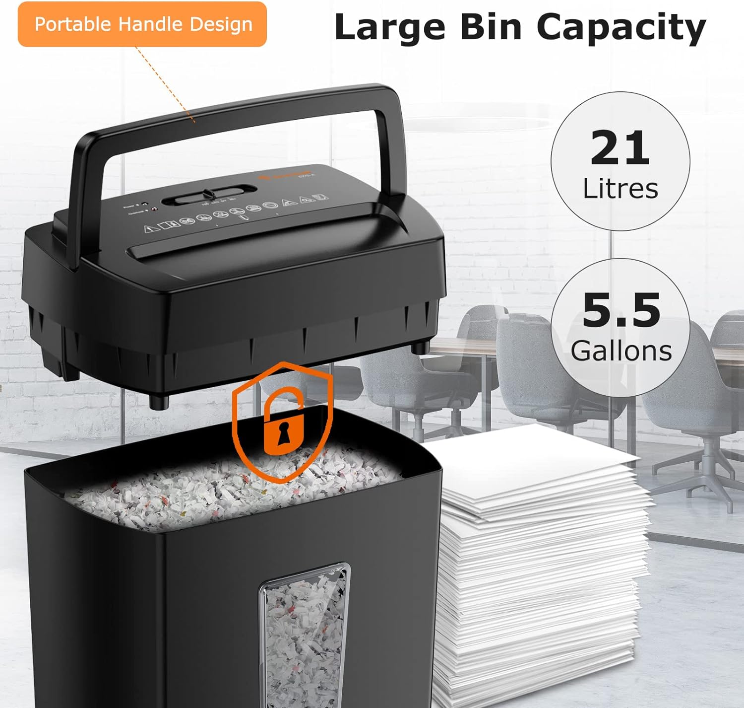 Portable Handle Design  
Large Bin Capacity  
21 Litres  
5.5 Gallons