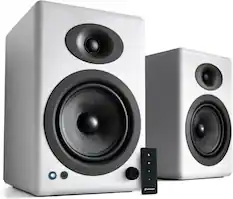 Front. Audioengine - A5+ Wired Home Music System Bookshelf Speakers - White.