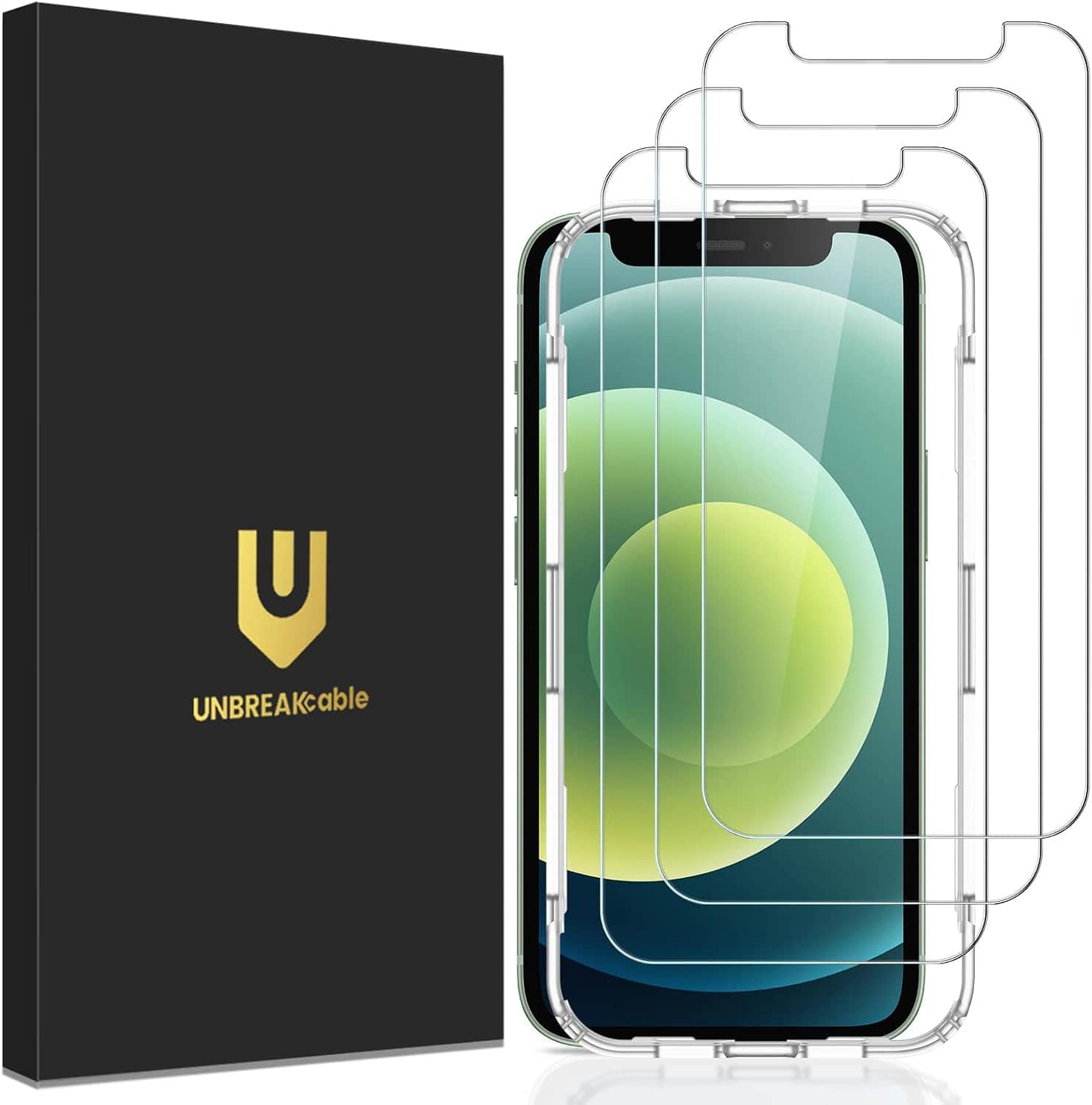 UNBREAKcable - 3-Pack Screen Protector Tempered Glass for iPhone 12 mini - Clear
