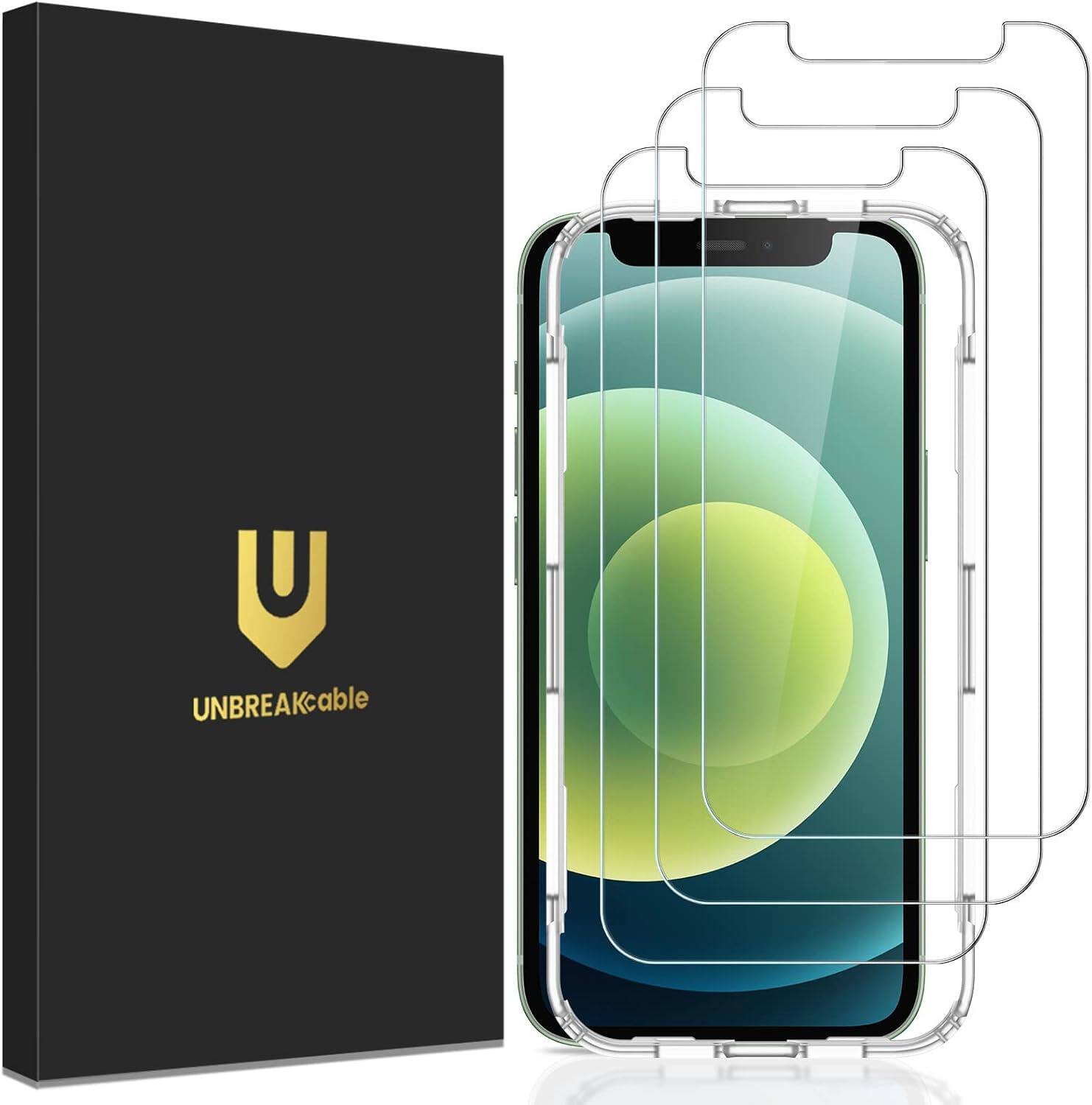 UNBREAKcable - 3-Pack Screen Protector Tempered Glass for iPhone 12 mini - Clear