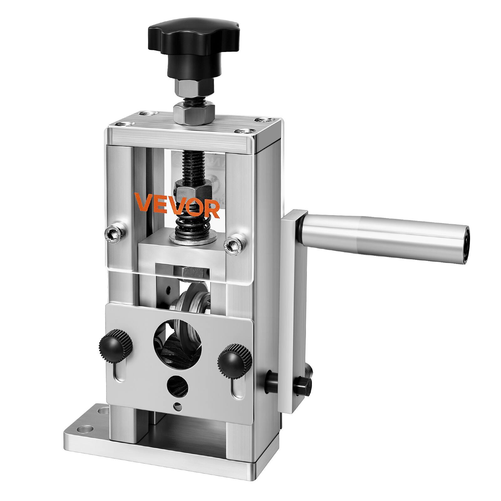 Alt View 5. VEVOR - Manual Wire Stripping Machine, 0.06-1 in, Copper Stripper with Hand Crank or Drill Powered, 64Mn Quenched Blades - Silver;Black.