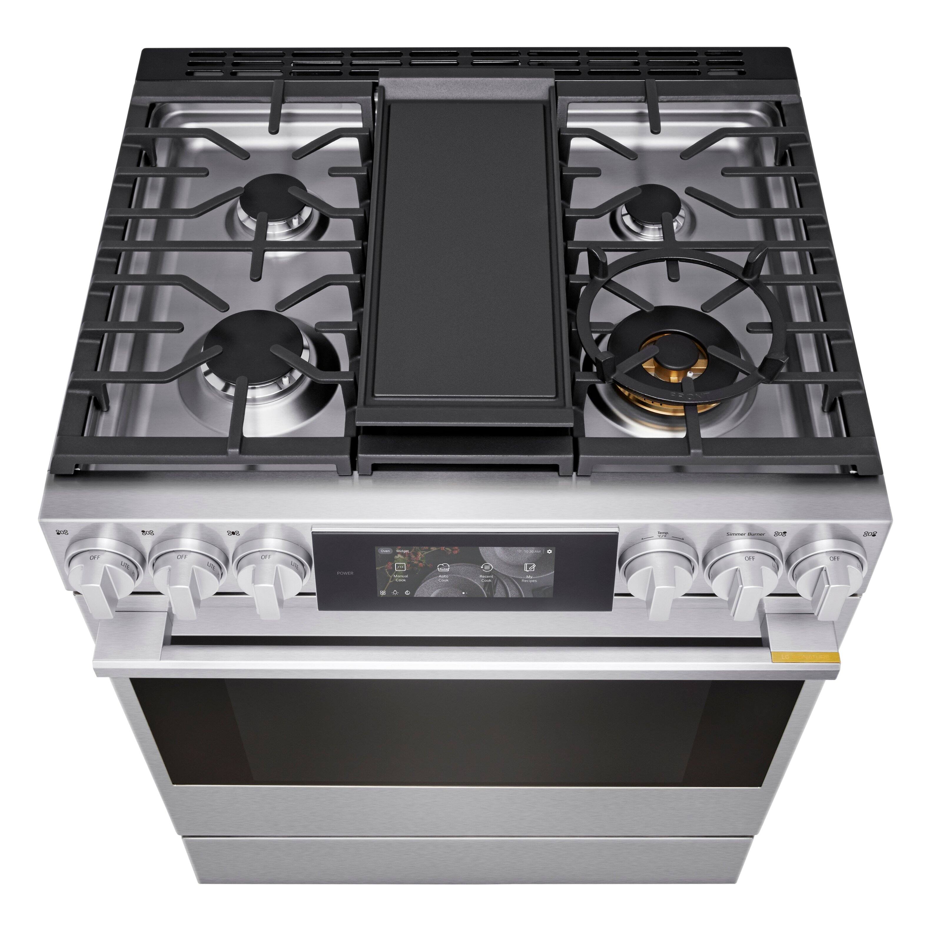 Alt View 15. LG - SIGNATURE 6.3 Cu. Ft. Slide-In Gas True Convection Range with EasyClean, Color LCD Display and Smart AI Gourmet Camera - PrintProof Stainless Steel.