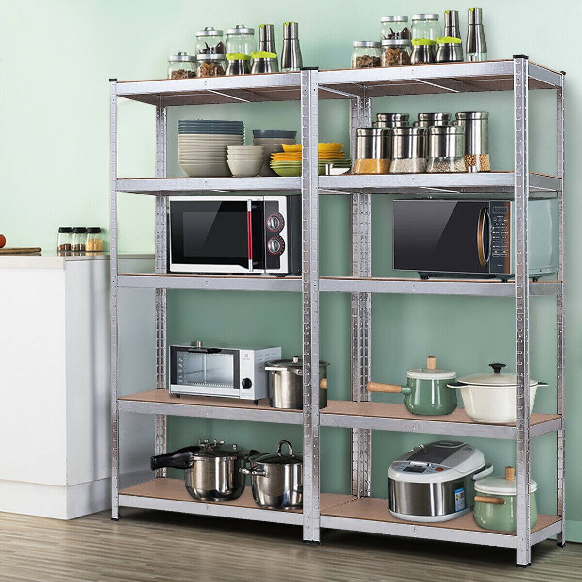 Alt View 4. Costway - Costway 2 PCS 72-Inch 5-Tier Storage Rack Adjustable Garage Shelf Shelving Unit - Silver.